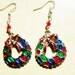 Christmas, Wreath, Dangle, Pierced, Earrings, artisan, womens, 2 1/4"
