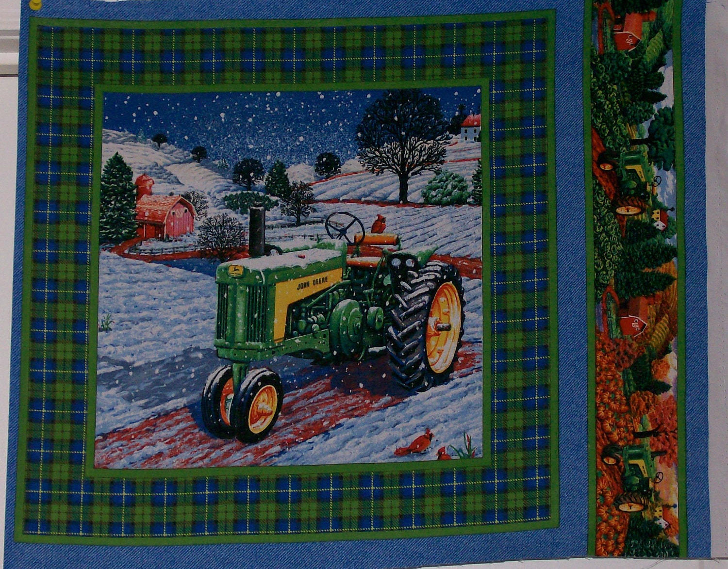 A Wonderful John Deere Winter Fabric Panel Free US Shipping