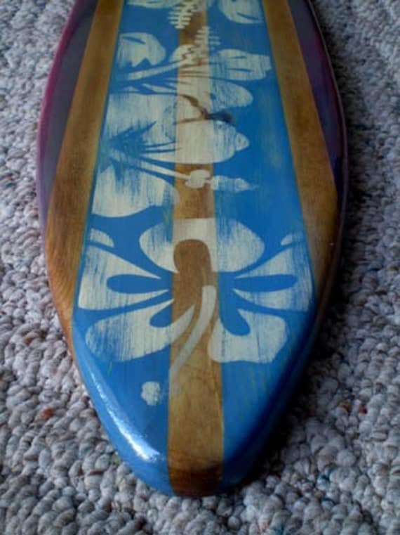 Items similar to Blue 2 foot Vintage Surfboard Wall Art ...