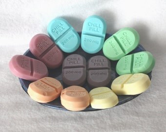 One Dozen Soap Party Favors - chill pills, novelty, gag soap, pharmacy, nurse, doctor, medical, medicine, graduation, baby shower