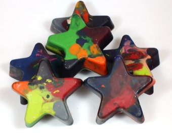 6 Large Star Recycled Crayons - reuse, party favors, school supplies, coloring, art, drawing, halloween, trick or treat