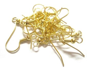 300pcs Wholesale Gold Earring Hooks - Gold Plated Ear Wires - French Hooks - Earring Component Findings - Gold Ear Hook Bulk Lot Earwire A49