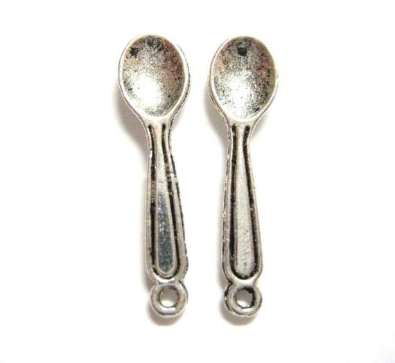 4pcs Miniature Silver Spoon Charms Cooking Chef Scrapbook
