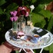 Reserved for Melanie: Miniature garden set, lovely breakfast table with chair, TREASURY ITEM
