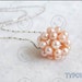 Hand-knitted Pearl Ball Pendant Pink 21mm for necklace earrings or bracelet etc