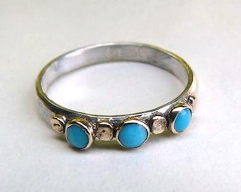 Blue Turquoise Ring, silver sterling ring, 14k Gold ring ,Stacking ring ,Mom gift, birthday gift for he, MADE TO ORDER, blue stone,