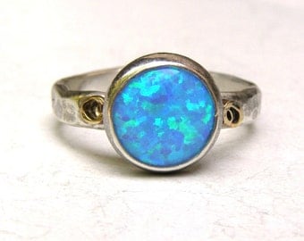 Opal ring, Engagement Ring ,Silver ring, gold spiral, Recycled silver sterling ring, gift for her, birtday jewelry, Girls jewelry, Soliter