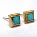 SALE - Blue Turquoise Earrings Studs in Recycled 14k yellow Gold