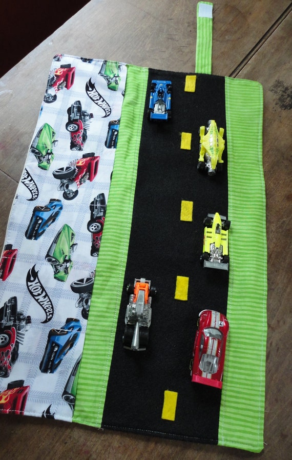 Hot Wheels Car Caddy Roll up Tote with Road by justamama on Etsy