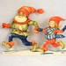 Vintage Sweden Die Cut Winter Christmas Santa & Girl - Free USA Shipping
