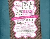 Pink. First Came the Lovin. Bun in the Oven Baby Shower Invite. by Tipsy Graphics. Any colors Il_170x135