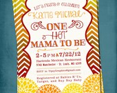 One Hot Mama. Floral Chevron. Baby Shower Fiesta or Party Invite by Tipsy Graphics. Il_170x135