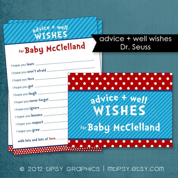 Dr. Seuss Sweet I Hope Well Wishes for the NEW BABY. By Tipsy Graphics. Printable Cards Il_570xn