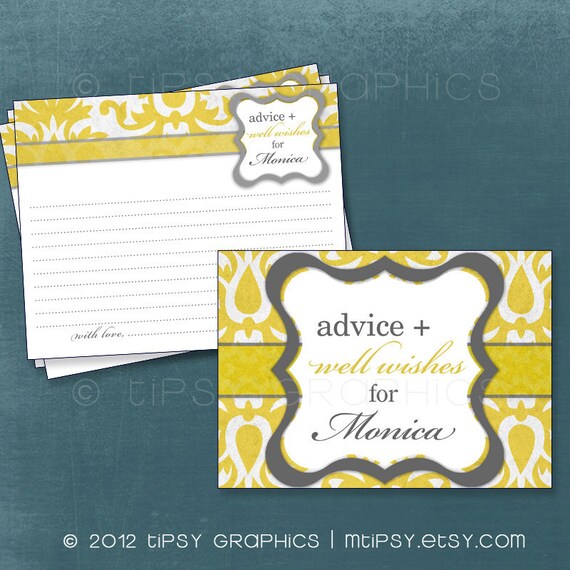 Big Damask Vintage Advice & Well Wish Cards for Graduate / MOM / BRIDE to Be. by Tipsy Graphics. Printable Cards Any Colors Il_570xn