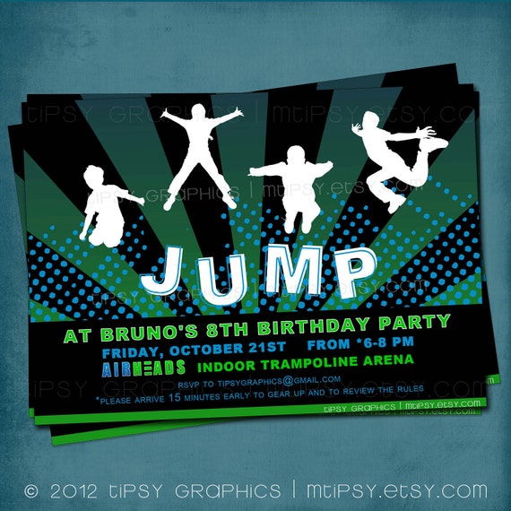Jump Trampoline Or Bounce House Birthday Party Invite For Big