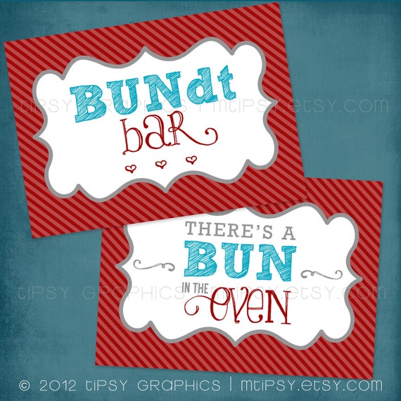 Bun in the Oven Party Signs. Printable DIY Party Signs by Tipsy Graphics Il_570xn