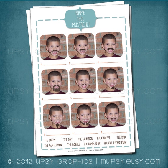 Name that MUSTACHE - Stache Bash PARTY GAME Customized with Your Funny Photo(s) - Celebrate Mustaches and Lip Sweaters by Tipsy Graphics Il_570xn