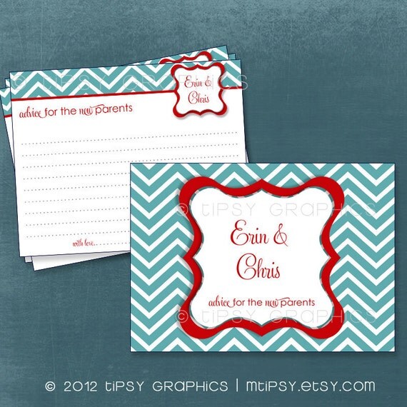 Fancy Chevron Advice & Well Wishes for MOM / BRIDE / GRADUATE. Printable Cards. Any colors by Tipsy Graphics. Great for Recipe cards too Il_570xn