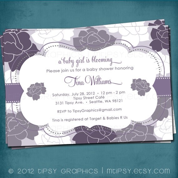 Roses Shabby Chic Baby / Bridal Shower Invitation. Customized for your Baby or Bridal Shower by Tipsy Graphics Il_570xn