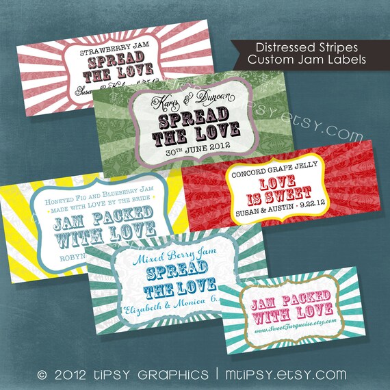 Rustic Distressed Stripes. Spread the Love. Jam Packed with Love. Jar Label Design. Printable file. Any colors & Size by Tipsy Graphics Il_570xn