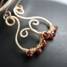 Handmade red garnet earrings, 14k gold filled, wire wrapped swirls