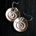Handmade copper dangle earrings, sterling silver, mixed metal, swirl earrings, disc, disk, Mimi Michele Jewelry