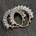 Handmade wire wrapped hoop, matte grey Czech glass, 14k gold filled earrings, beaded hoops, grey earrings, hoop earrings