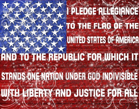 Pledge of Allegiance Word Art Print 11x14 patriotic United