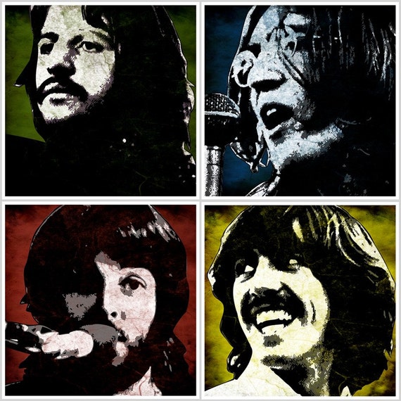 Items similar to Set of 4 - The Beatles - Pop Art Prints on Etsy