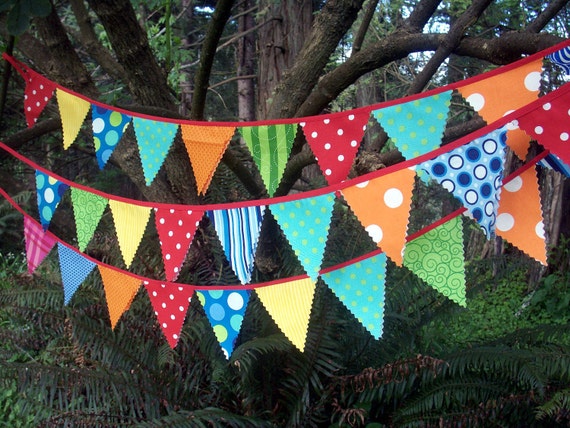 Circus Bunting Fabric Party Flags size small bunting banner