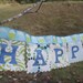 Happy Birthday mini banner blue green cupcakes