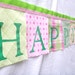 Happy Birthday Banner Green and Pink Plaid