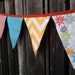 Fabric Bunting Flags Yellow and Grey Chevron, Red Stripes, Fireworks and Turquoise Polka Dots LAST ONE