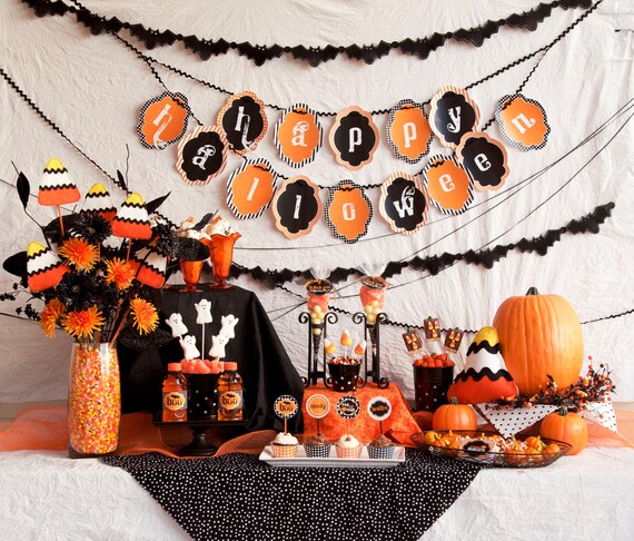 Orange & Black Traditional Halloween PRINTABLE Party (INSTANT DOWNLOAD) by Love The Day Il_570xn