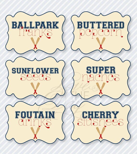 Baseball Party PRINTABLE Birthday Food Labels by Love The Day Il_570xn