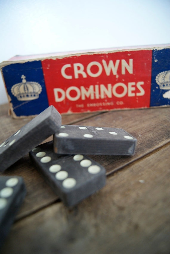 Vintage Antique Crown Domino Set by the Embossing Company