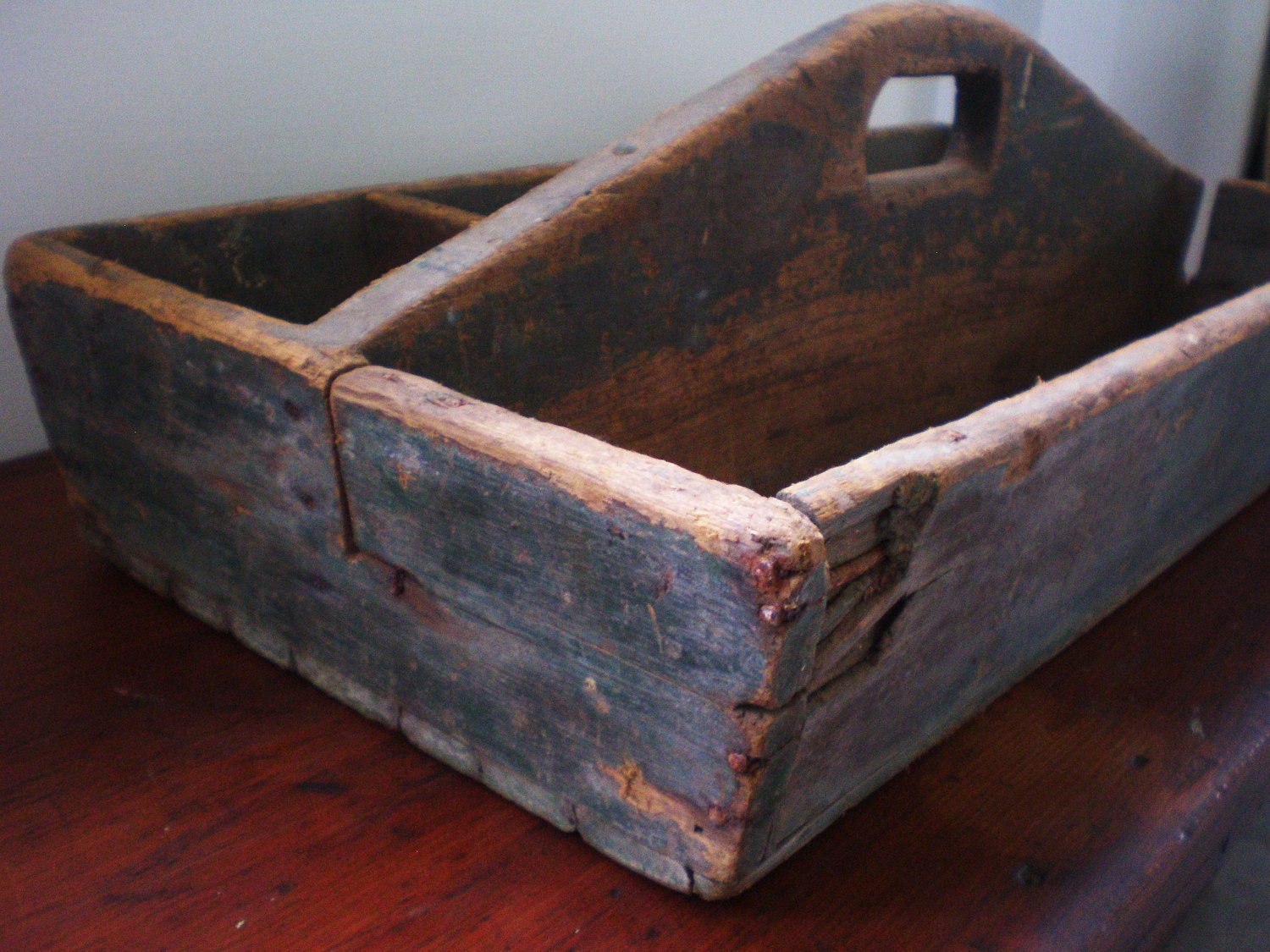 Vintage Antique Painted Wood Tool Box Caddy by YardSaleSisters