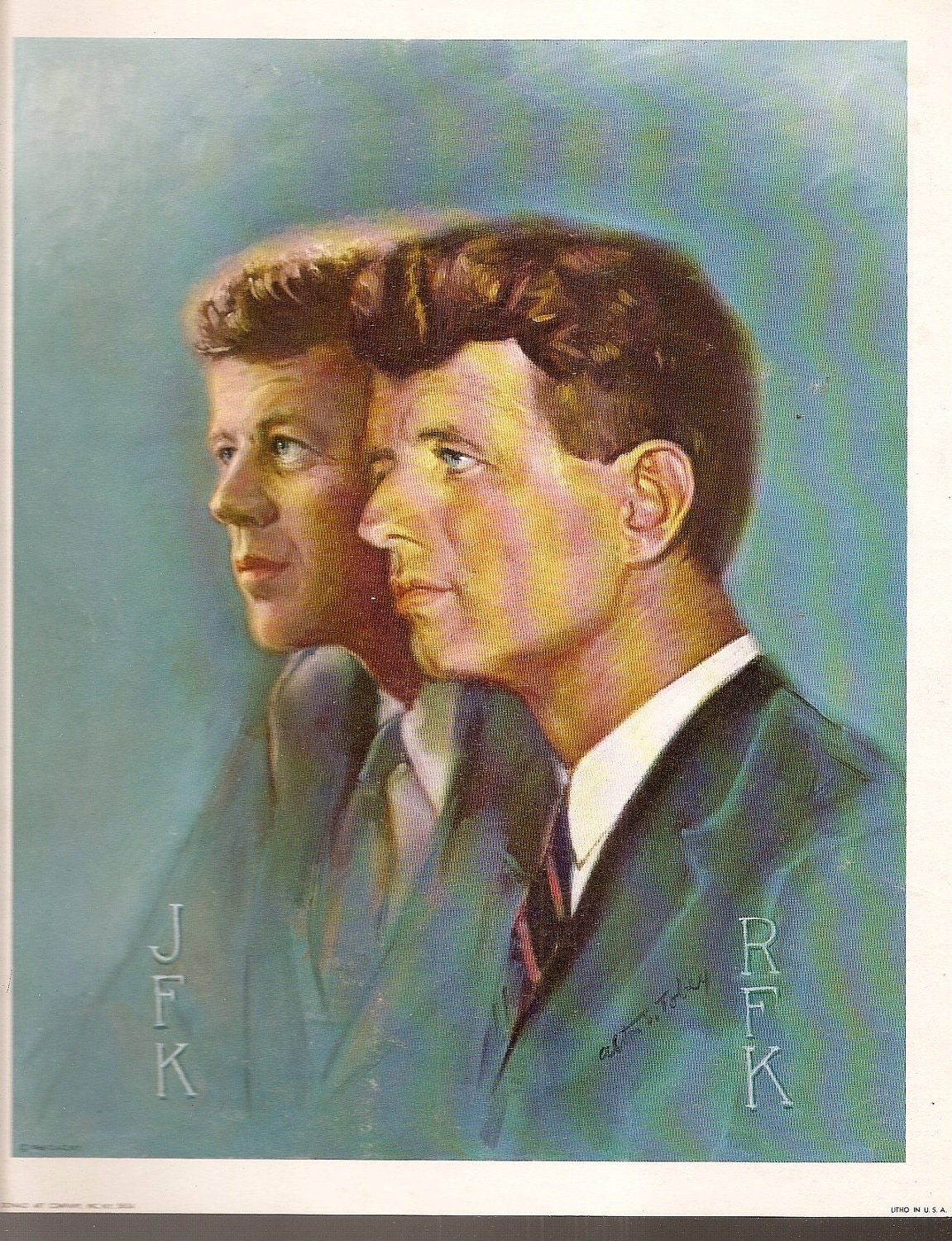 vintage Art Print JFK RFK John F Kennedy and by vintagebooklover