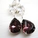 Plum Crystal Drop Earrings in Silver Plate - Estate Jewelry - Wedding Bridal Earrings