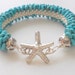 Turquoise Bead Crochet Bracelet with Sterling Silver Star Fish - Made in USA