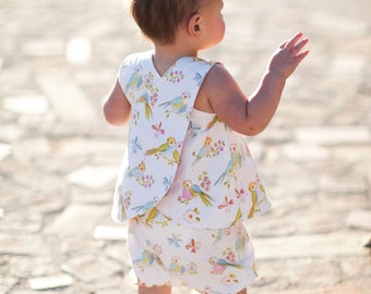 INSTANT DOWNLOAD- Mayah Reversible Pinafore and Bloomers (Sizes 9/12 months to 5) PDF Sewing Pattern and Tutorial