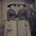 SISTERS Earte and Poll Wear IDENTICAL DRESSES and Hats Tintype Photo Circa 1880