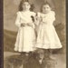 TWIN Curly Haired SISTERS and Family DOG Esther and Pearl Hanson Cabinet Photo Milton North DakotaCirca 1890s