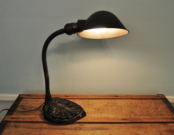 Antique Gooseneck Lamp Iron Base