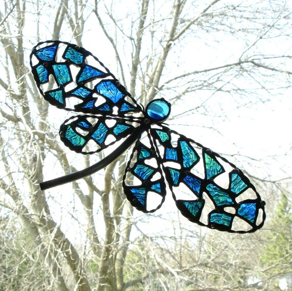 Stained Glass Mosaic Dragonfly Suncatcher