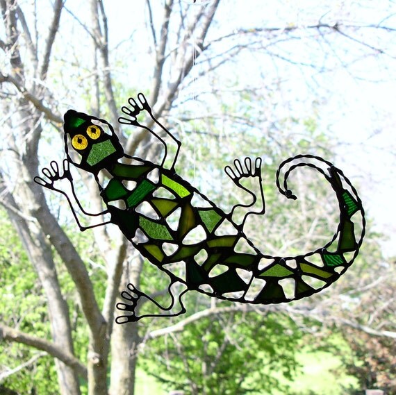 Stained Glass Lizard Suncatcher Glass Mosaic Lizard