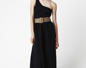 Chloe Maxi Dress - One shoulder, glamorous maxi style, dark navy/midnight blue