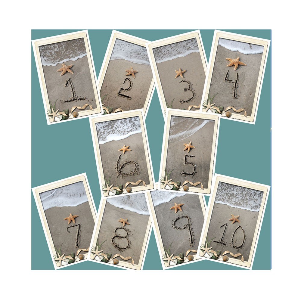 beach themed table number cards 1 10