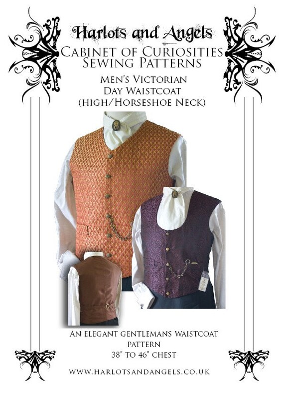 Victorian Steampunk Waistcoat Vest Pattern. Paper Sewing