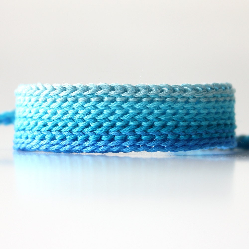 Blue Friendship Bracelet Ombre Bracelet Wide Friendship
